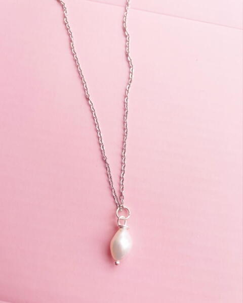 Pearl necklace 80 cm sølv