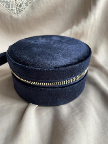 Jewelry Round Box w. mirror  - Dark Navy