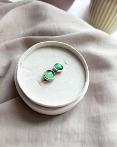 Moon Earrings Light Green - Silver